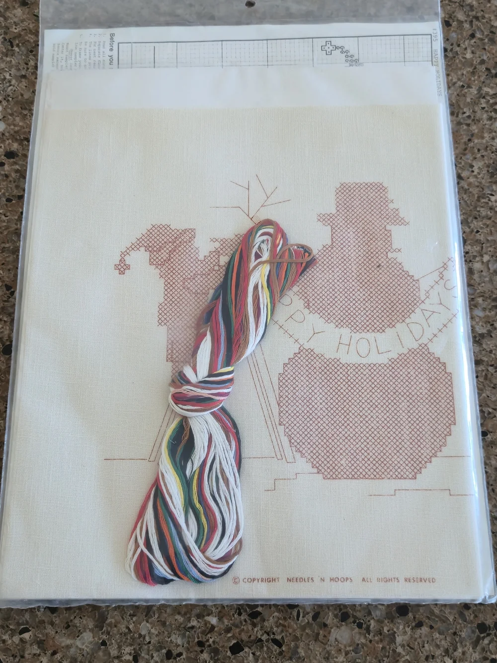 Vintage Needles N Hoops Cross Stitch Kit Happy Holidays Snowman